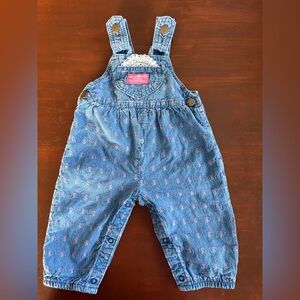 Vintage Oshkosh Bogash denim “Vestbak” overall romper size 6/9 month.